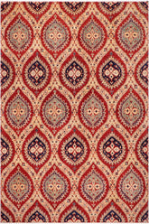 handmade Transitional Kafkaz Red Blue Hand Knotted RECTANGLE 100% WOOL area rug 9 x 12